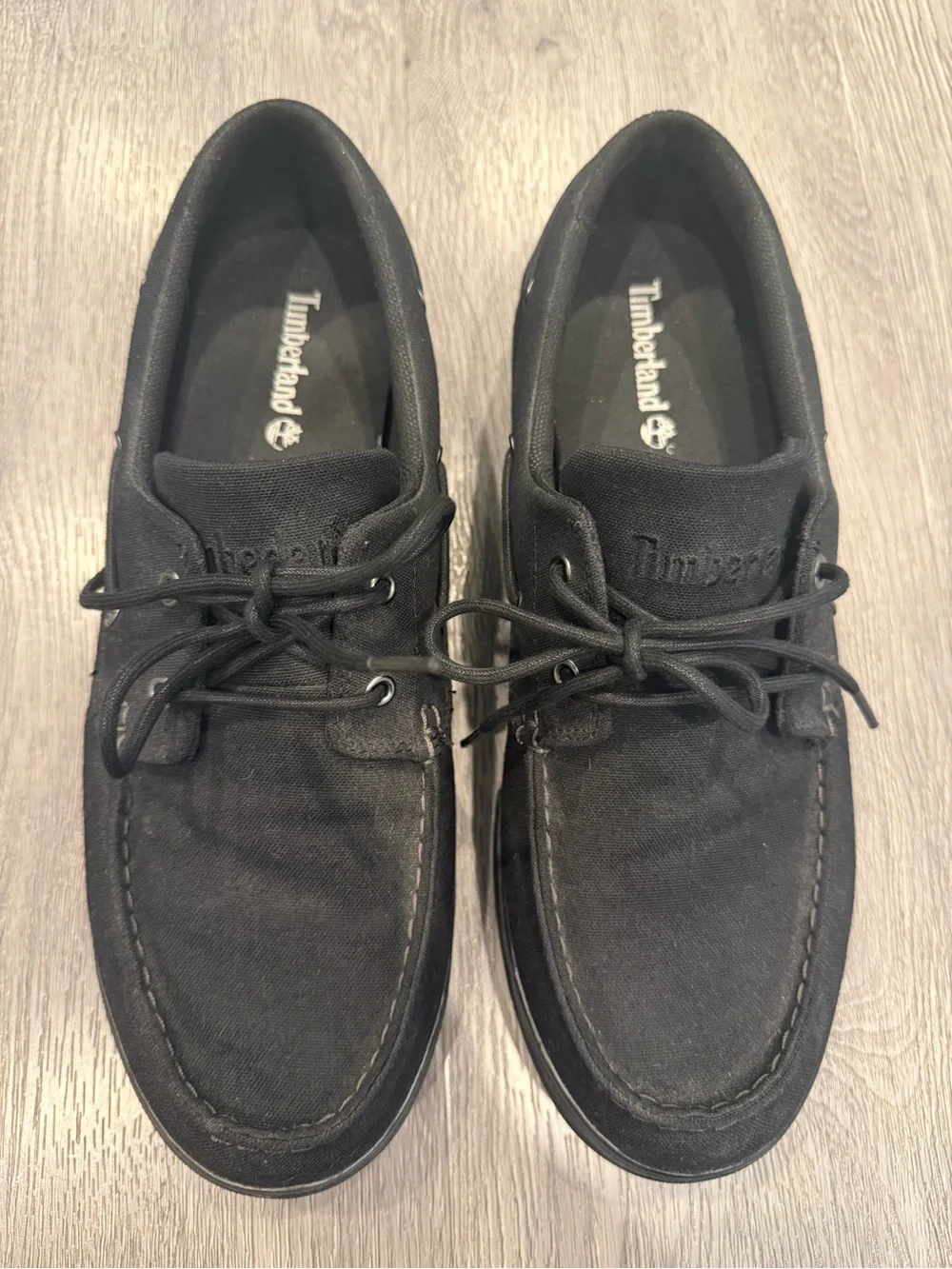 EUC Men's Timberland Black Canvas/Suede  Boat Shoes